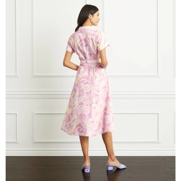 Hill House The Lily Dress Short Sleeves Linen Pink XS NWT - Picture 3 of 11